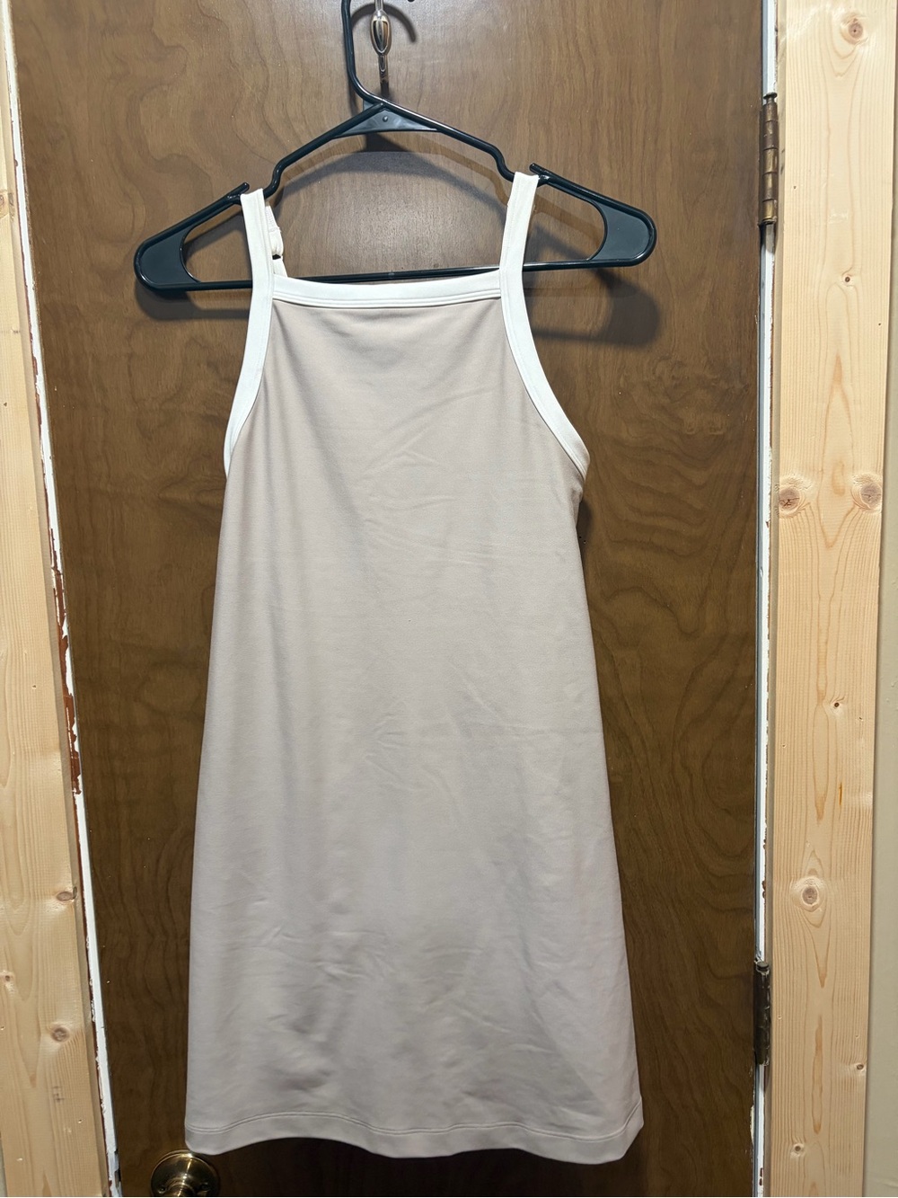 Women's Sleeveless A-Line Dress - Cream with White Trim